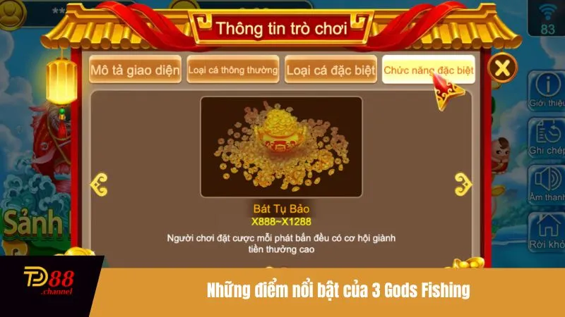 Những điểm nổi bật của 3 Gods Fishing