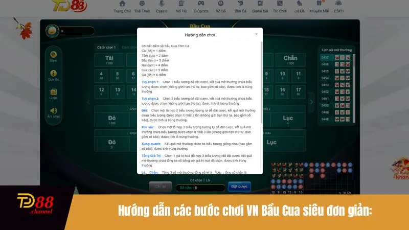 Hướng dẫn các bước chơi VN Bầu Cua siêu đơn giản: