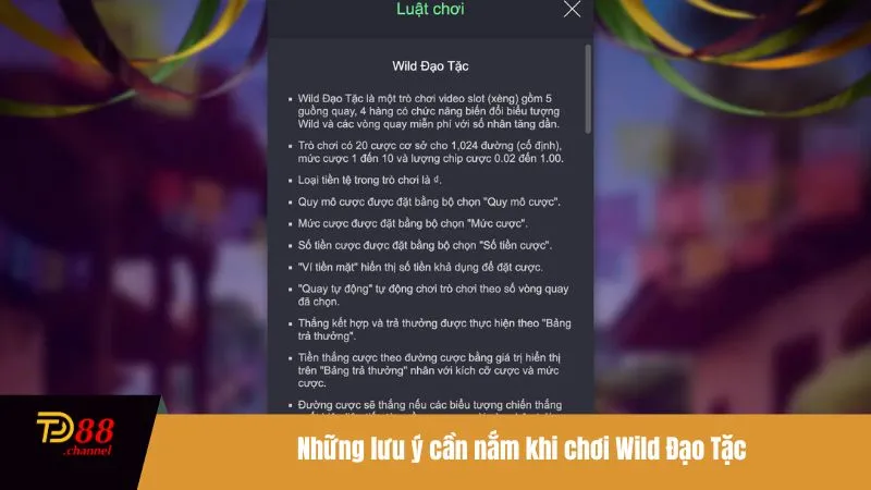 Những lưu ý cần nắm khi chơi Wild Đạo Tặc