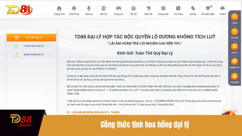 Công thức tính hoa hồng đại lý