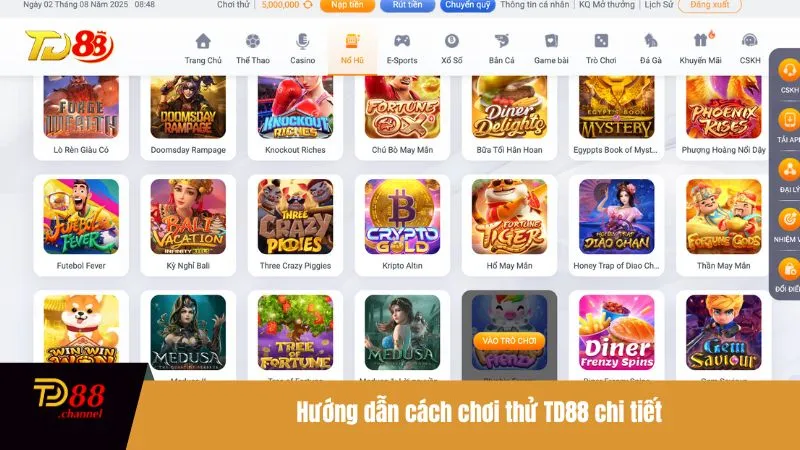 Hướng dẫn cách chơi thử TD88 chi tiết