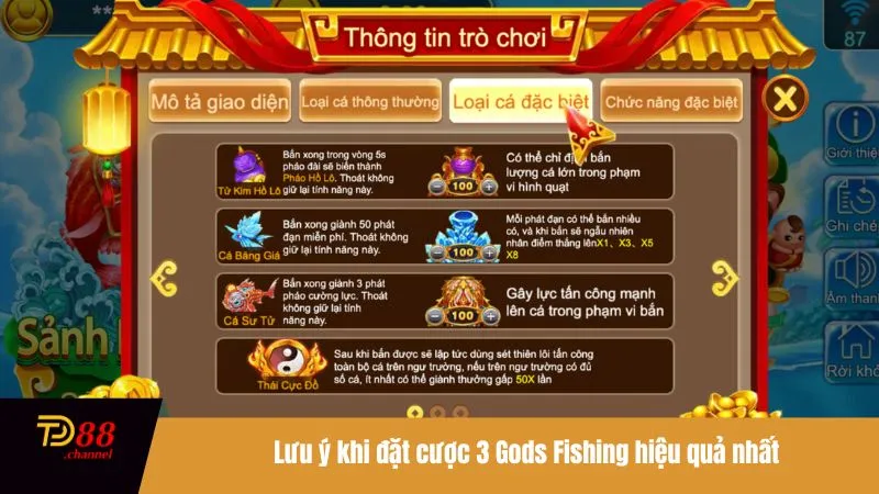 Lưu ý khi đặt cược 3 Gods Fishing hiệu quả nhất