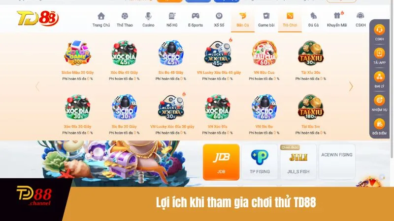 Lợi ích khi tham gia chơi thử TD88